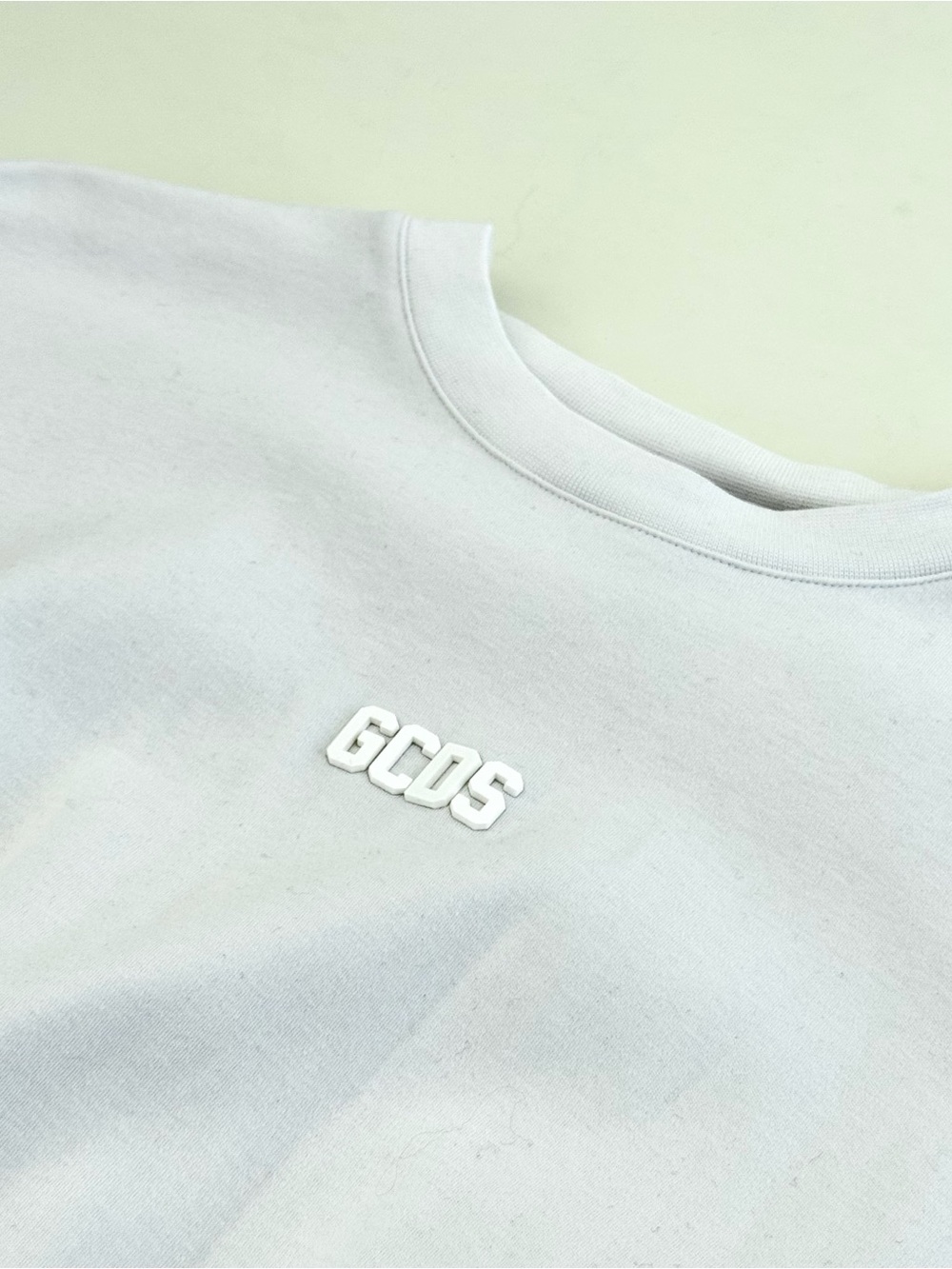 GCDS Ruched Cotton White T-shirt Mini Dress with Y2K Style Back Graphic - Size S - Picture 6 of 11
